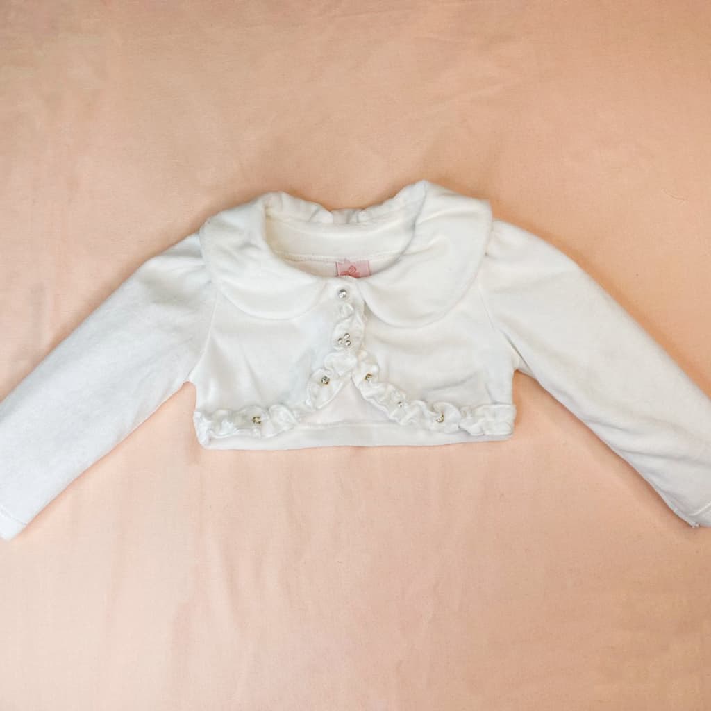 Bolero P/g Plusch Infantil Off-white Bordado Conforto Fofinho