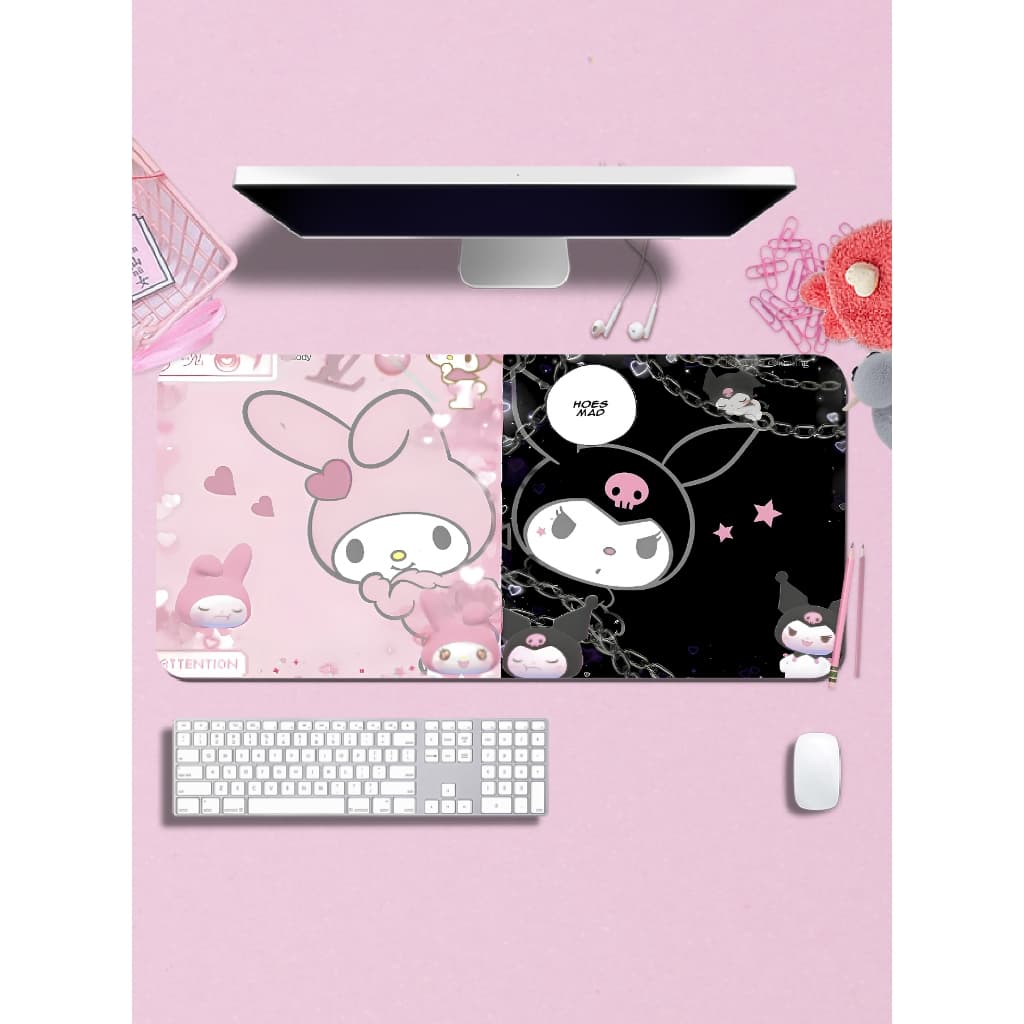 Mouse Pad Gamer p/ Destktop Borda Costurada Estampas Sanrio Hello Kitty