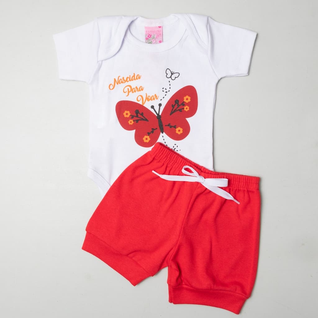 conjunto kit body verao 2 peças menina em ribana 100% algodao p m g gg 1