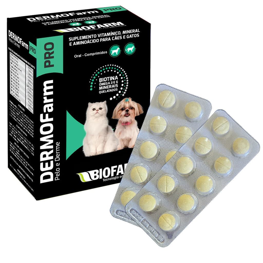 Dermofarm Pro Pelo e Derme para Cachorro e Gato Suplemento para Pelo e Pele de Cachorro e Gato