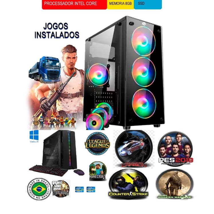 cpu i3 gamer barato pra trabalho estudos escritorios 128g+hd500g wifi lol gta5 et2 cs mine Roblox