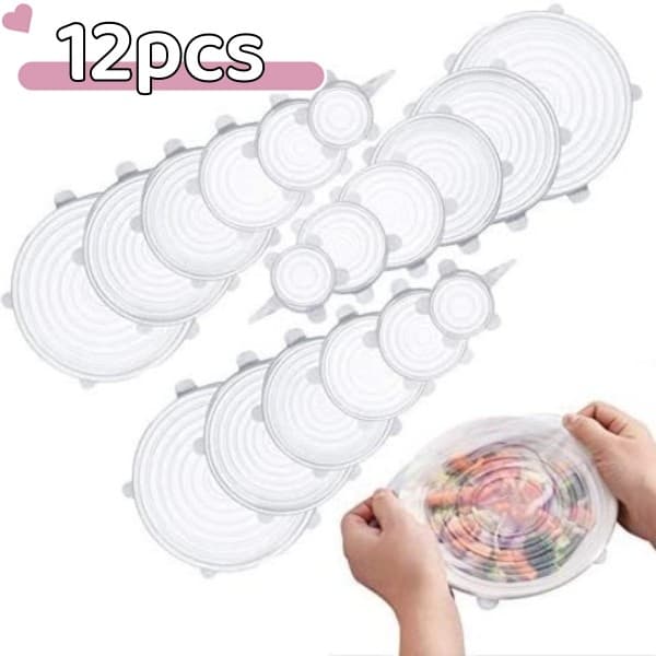 12 Peças Tampas Panela Silicone Universal Reutilizável Elástica Tampas Silicone Rotundidade