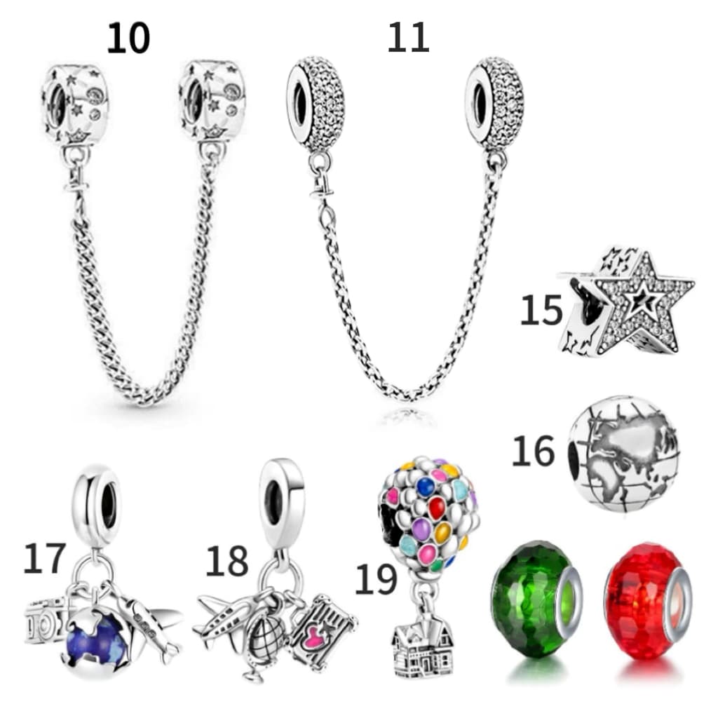 S925 Prata Pingente Jóias Terra Avião Maçã Pulseira Jóias Trava de Segurança