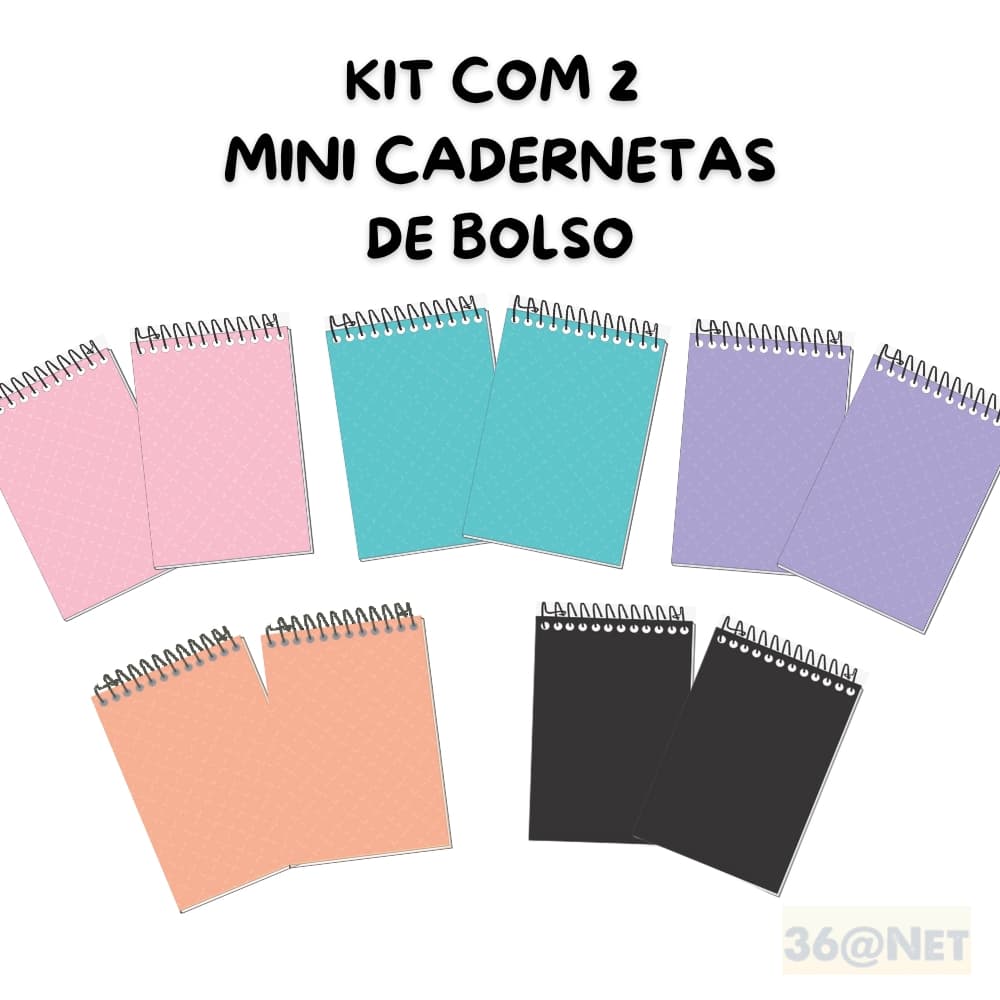 Caderneta de Anotações Pequena Apontamento Kit com 2 unidades