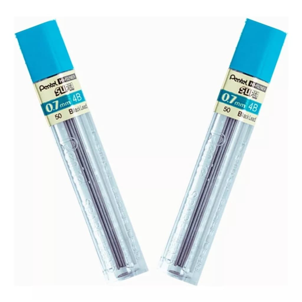Kit C/2 Tubos De Grafites Hi-polymer Pentel  0.7mm 4b