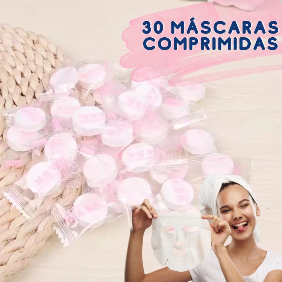 Kit 30 Unidades Máscara Facial Desidratada Comprimida Compactada para Skin Care