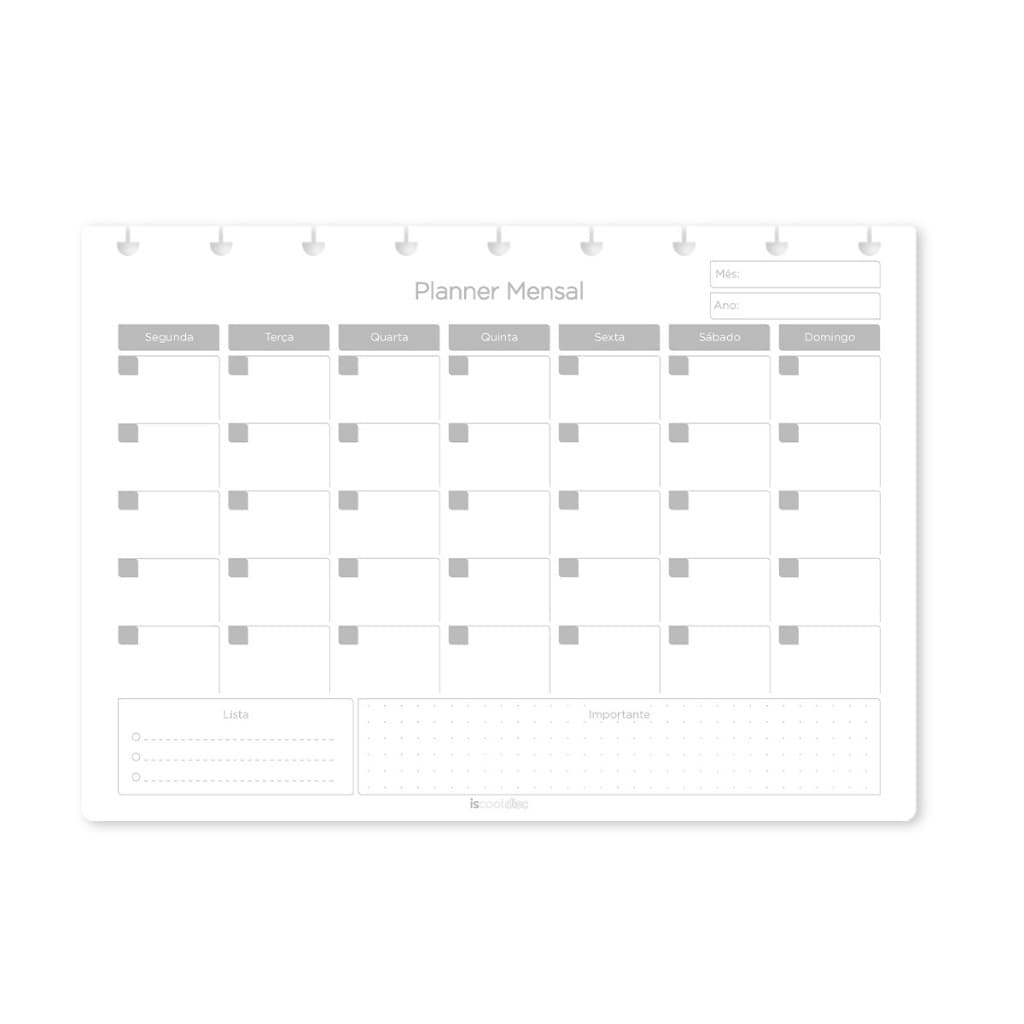 Refil Caderno De Disco Iscool Inteligente Planner Mensal Classic