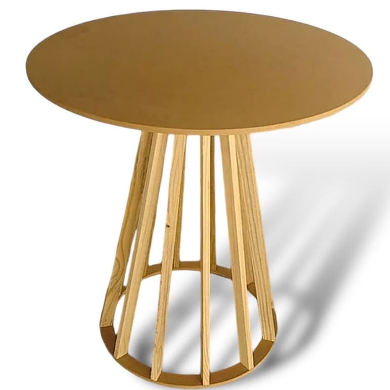 Mesa De Festa Ripada 80X70 Mini Table Em Mdf Cru Pés em Pinus Reforçados