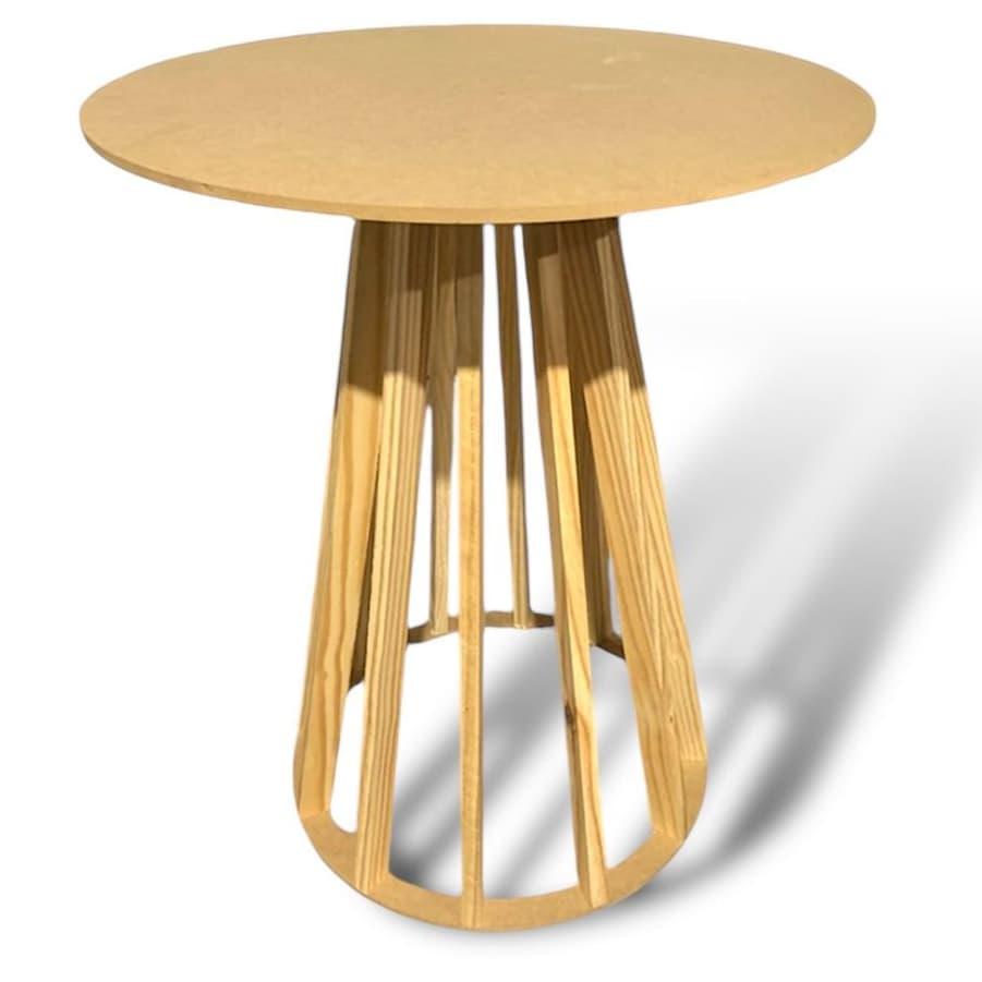 Mesa De Festa Ripada 71x60 Mini Table Em Mdf Cru Pés em Pinus Reforçados