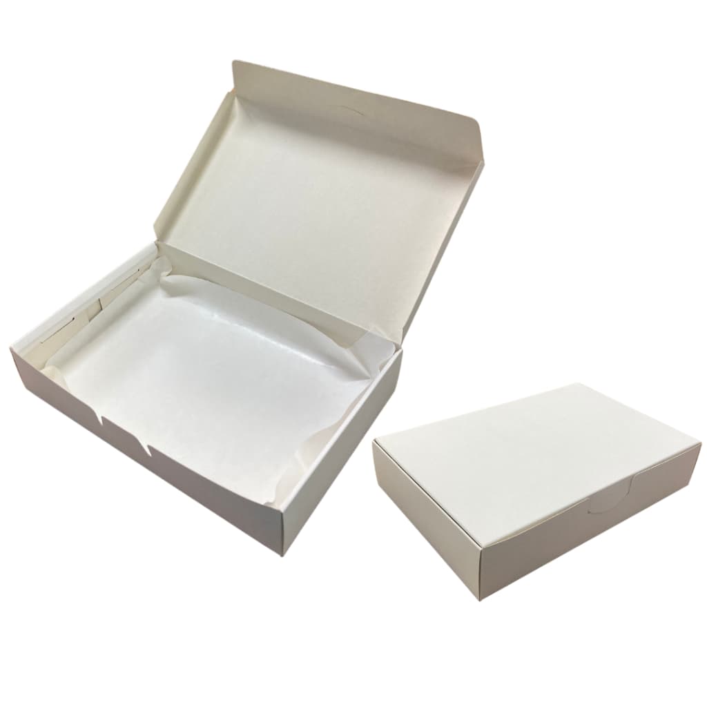 50 Caixa Para Salgados Porções Batata Frita Delivery + 50 Papéis de Proteção Antigordura Ifood - REF04 - Branca