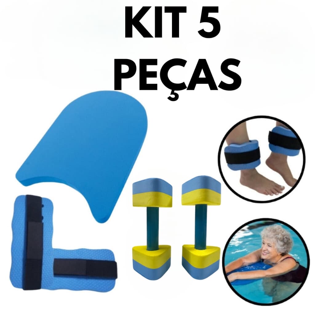 Kit Hidroginastica Halter Caneleira e Prancha Pequena Cores Diversas