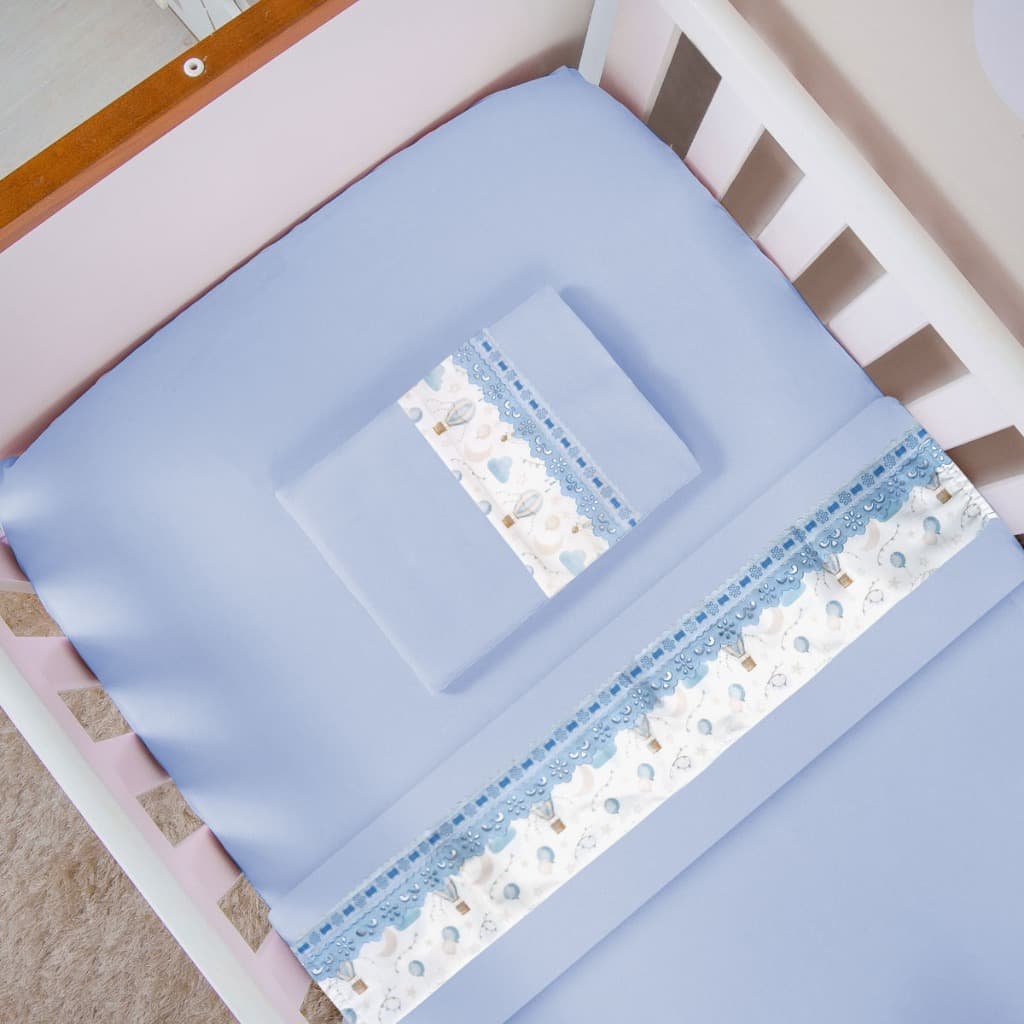 Jogo Lençol Bebê MINI BERÇO 03 Peças Percal 400 Fios Decorado Menino Menina