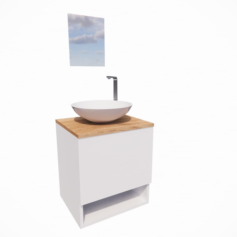 Gabinete de Banheiro 40cm com Cuba e Espelho Completo Lavabo Armário Suspenso