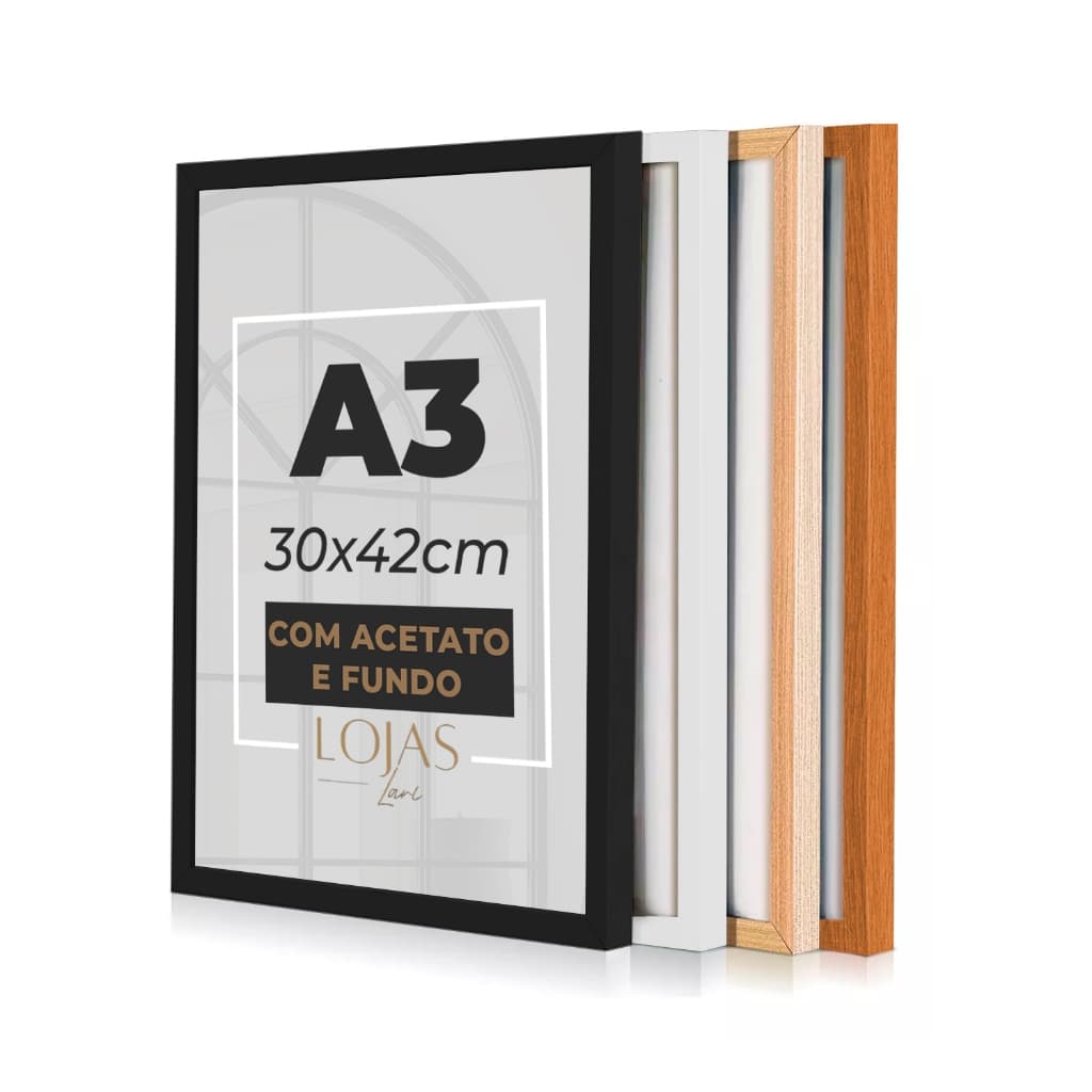 Moldura A3 30x42cm com acetato Quadro Diploma Fotos Poster (Escolha o tamanho e a cor)