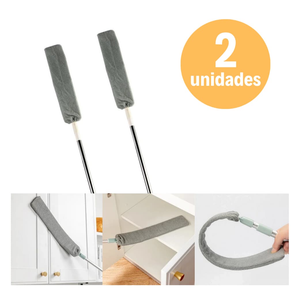 2 Unidades Limpador Espanador MOP Grande Flexível Poeira Pó Teia de Aranha Lugar Estreito Retrátil