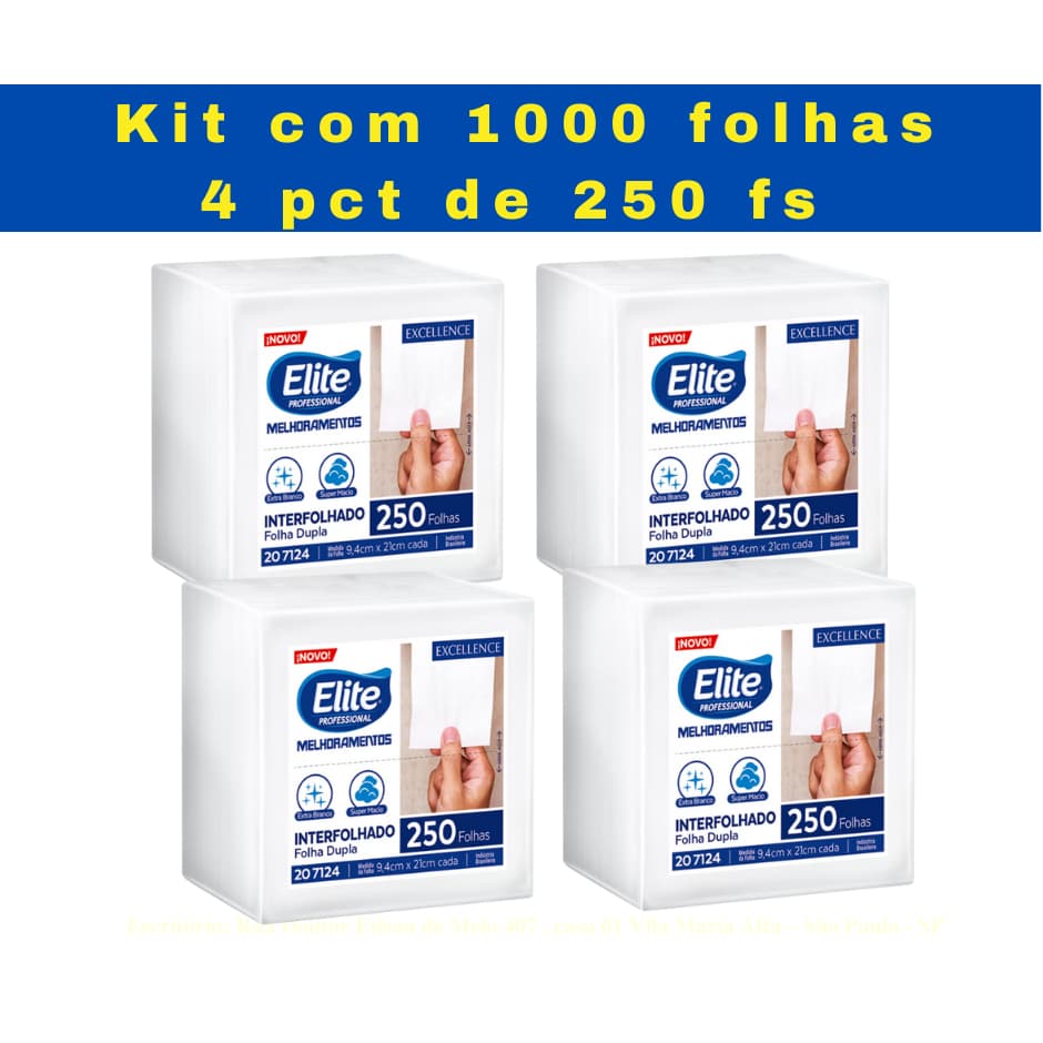 Kit Papel Higiênico Interfolhado Cai Cai Folha Dupla Elite (4 pacotes)