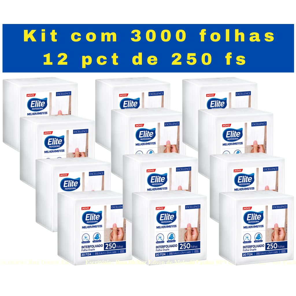 Kit Papel Higiênico Interfolhado Cai Cai Folha Dupla Elite. (12 pacotes)