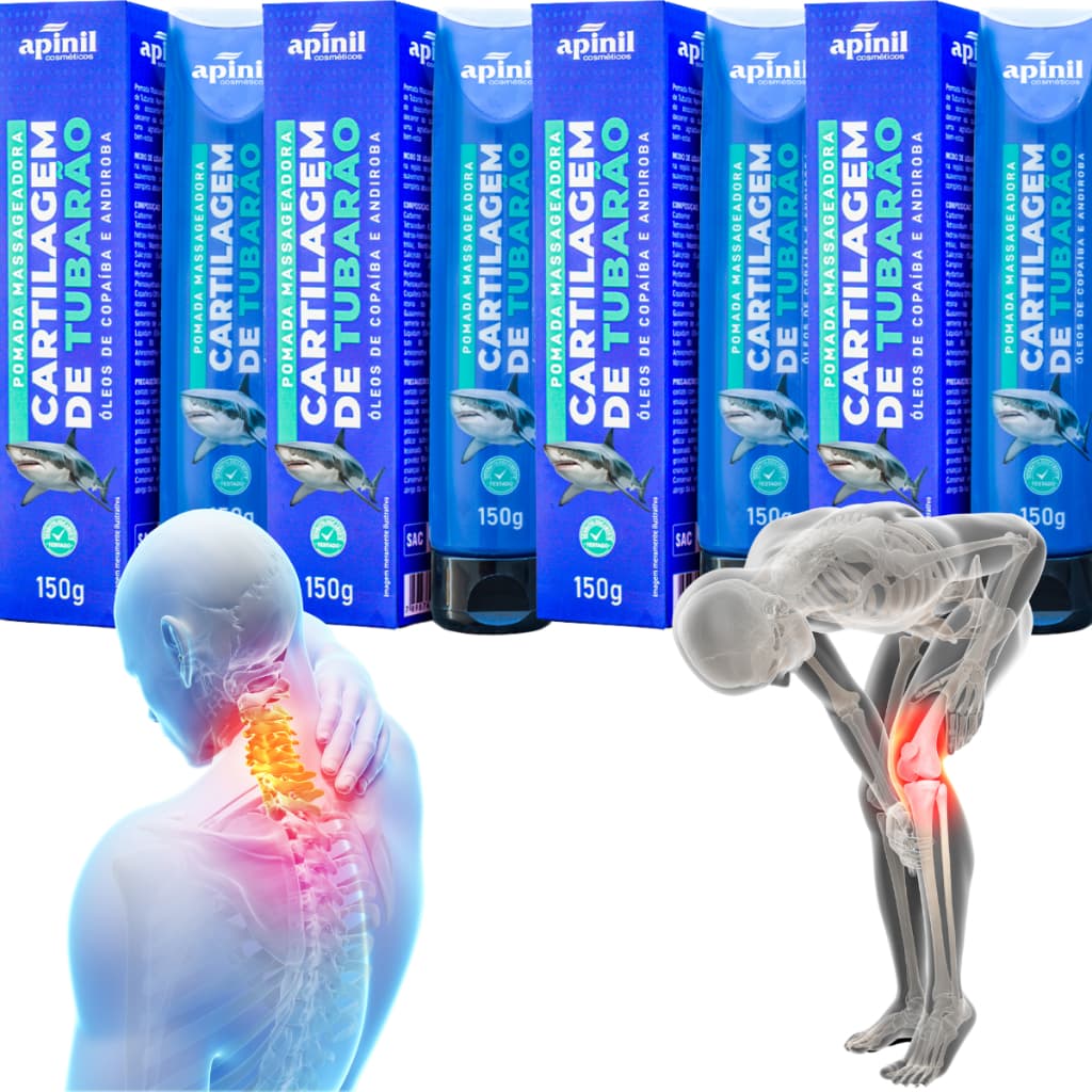 Kit 4 Pomadas Cartilagem de Tubarão para dores musculares e articulares150g