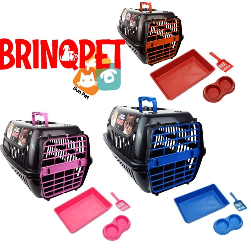 Kit Gato com Caixa de Areia Para Gato Comedouro e Pazinha / Caixa deTransporte BRINQPET N. 01