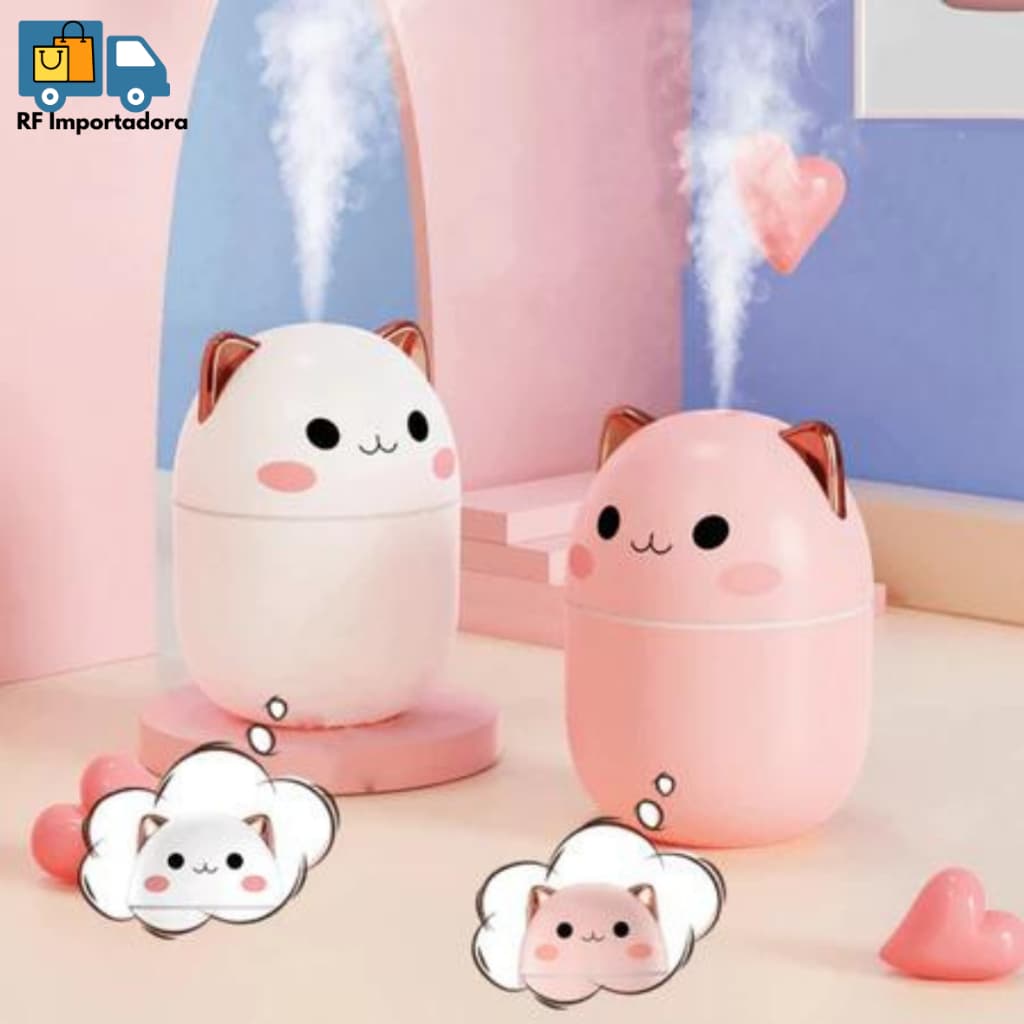 Umidificador Purificador De Ar Gatinho 200ML LED USB