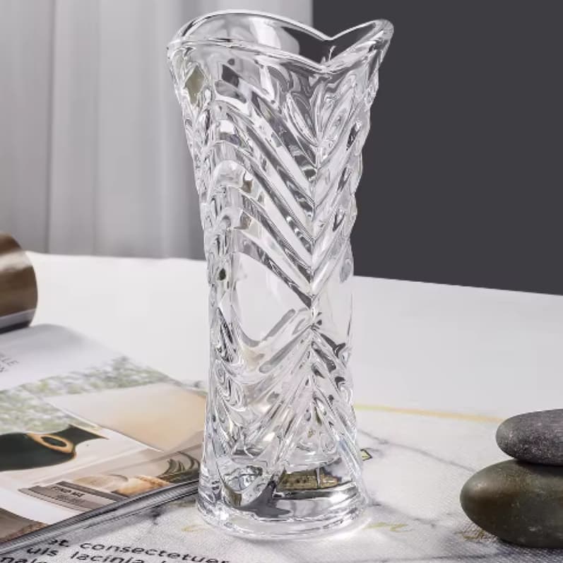 Kit 2 Vaso Decorativo 17cm em Vidro Lapidado Elegante Resistente Sortido