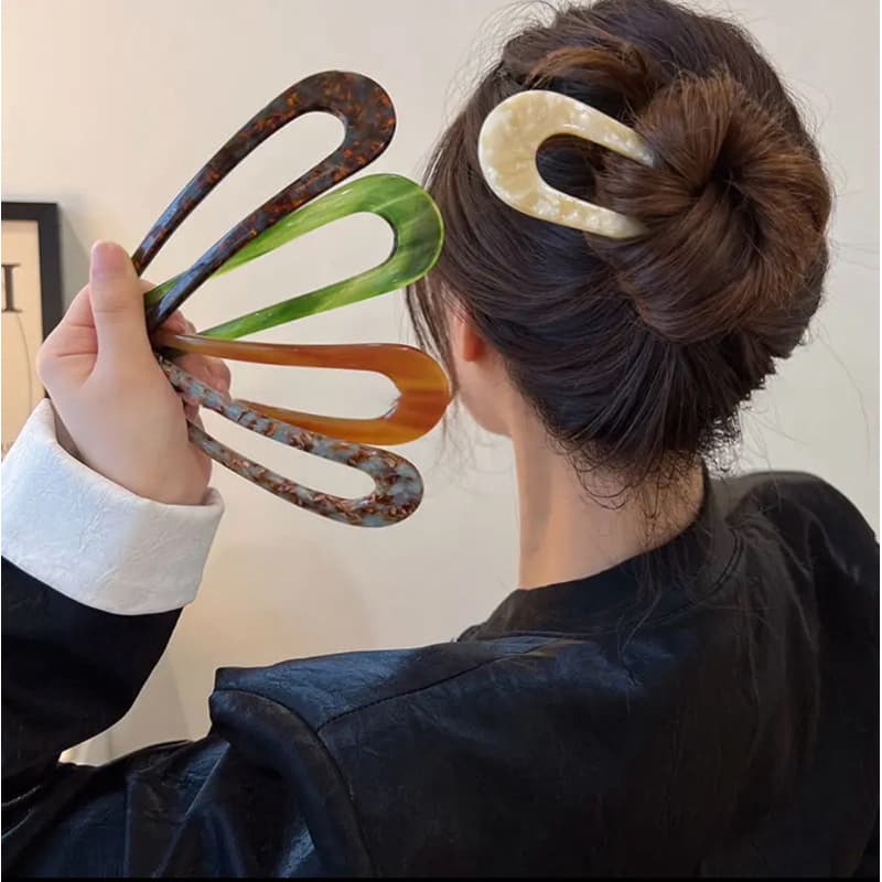 1 Peça De Grampo De Cabelo Em Forma De U Vintage De Ácido Acético, Acessórios De Cabelo Para Coque De Chignon Feminino