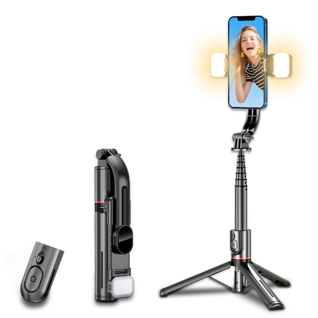 H'maston ZP12 Tripé Selfie Stick Sem Fio Bluetooth Com Luz 360°