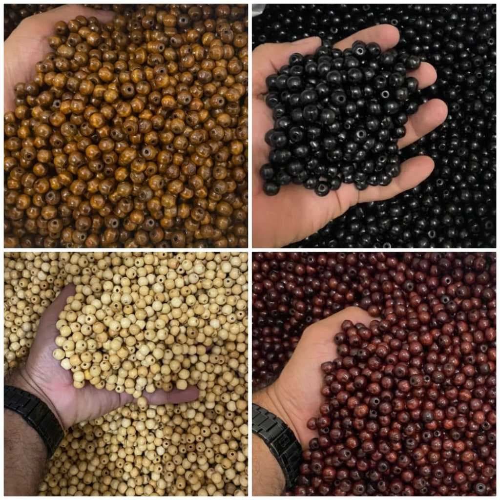 Bola de Madeira 6/8/10/12mm Missanga para Terço Pulseiras Japa Mala e Artesanato 100 unidades