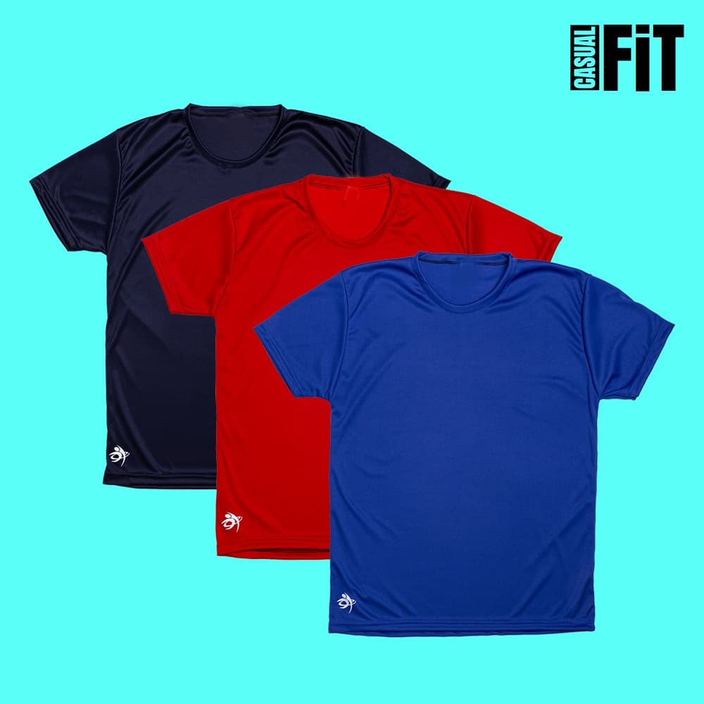 kit/Conjunto Com 3 Camisetas Dry Fit Masculina Casual- Treino- Academia- Esportes- Corrida- Futebol