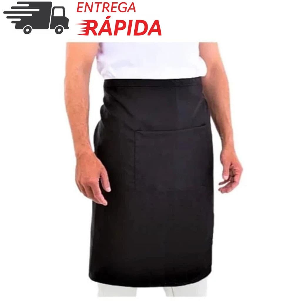 Avental Saia Cintura C/ Bolso Oxford Unissex Uniforme Evento