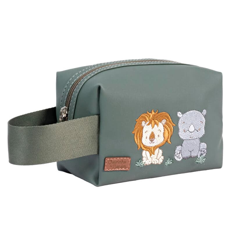 Necessaire Bordado Safari Verde Musgo - 01 Peça