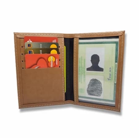 Carteira de Couro Porta Cartões RG CNH Porta Documentos Cédulas