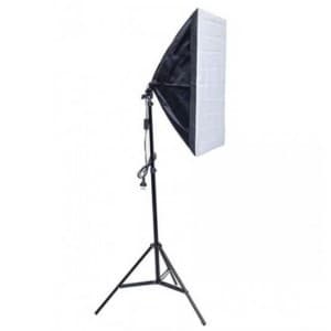 Kit Softbox 50x70 + Tripé 2m Estúdio Fotografia Iluminação Bivolt Bocal E27 com Tela Difusora