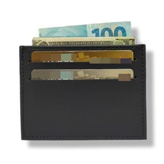 Porta Cartão Slim Couro Cédulas CNH Masculino e Feminino