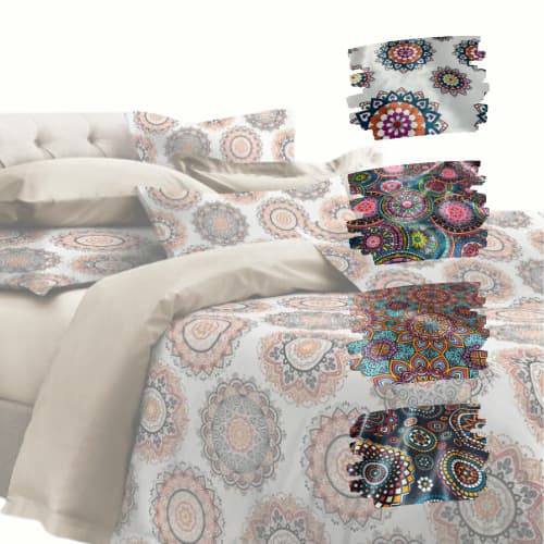 Tecido Cetim Estampado Mandala Indiana 1,40m Decorações e Roupas femininas