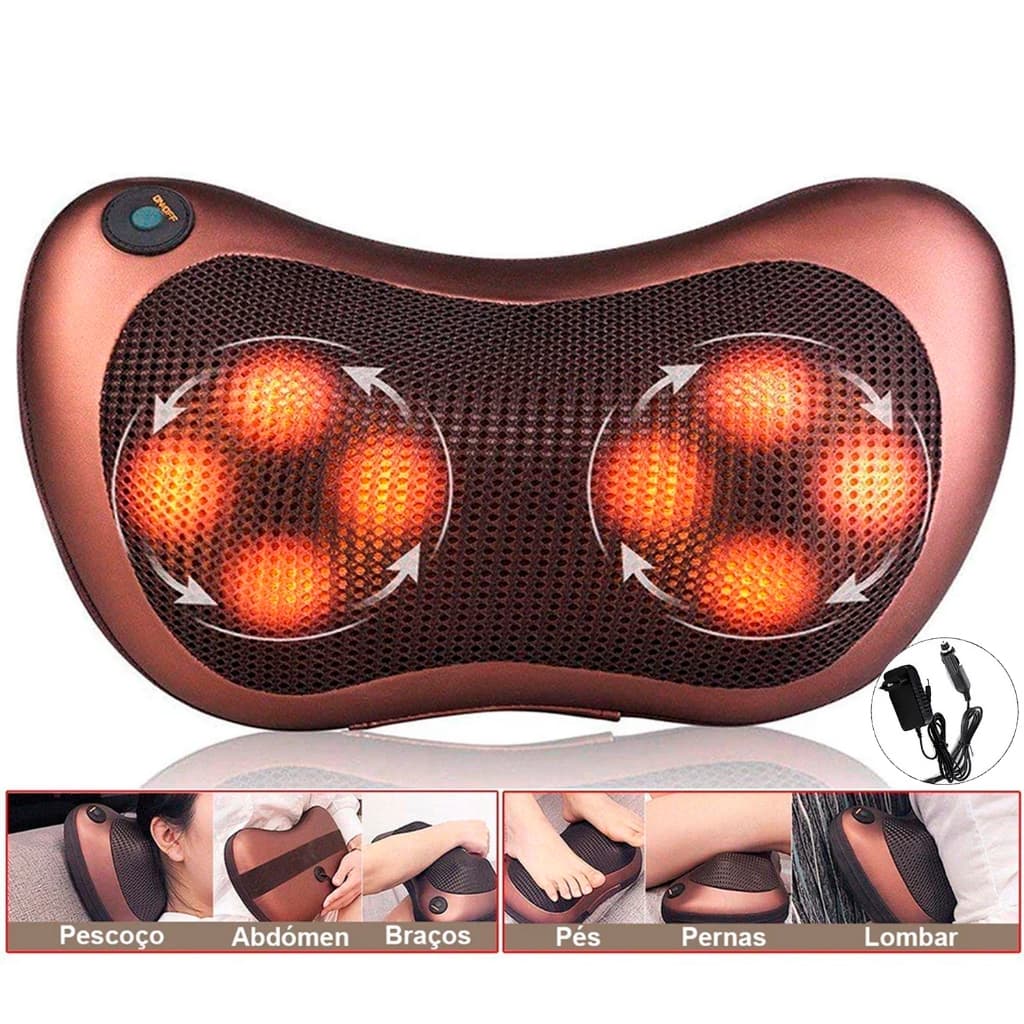 Massageador Shiatsu 8 Bolas Almofada de Massagem com Infravermelho