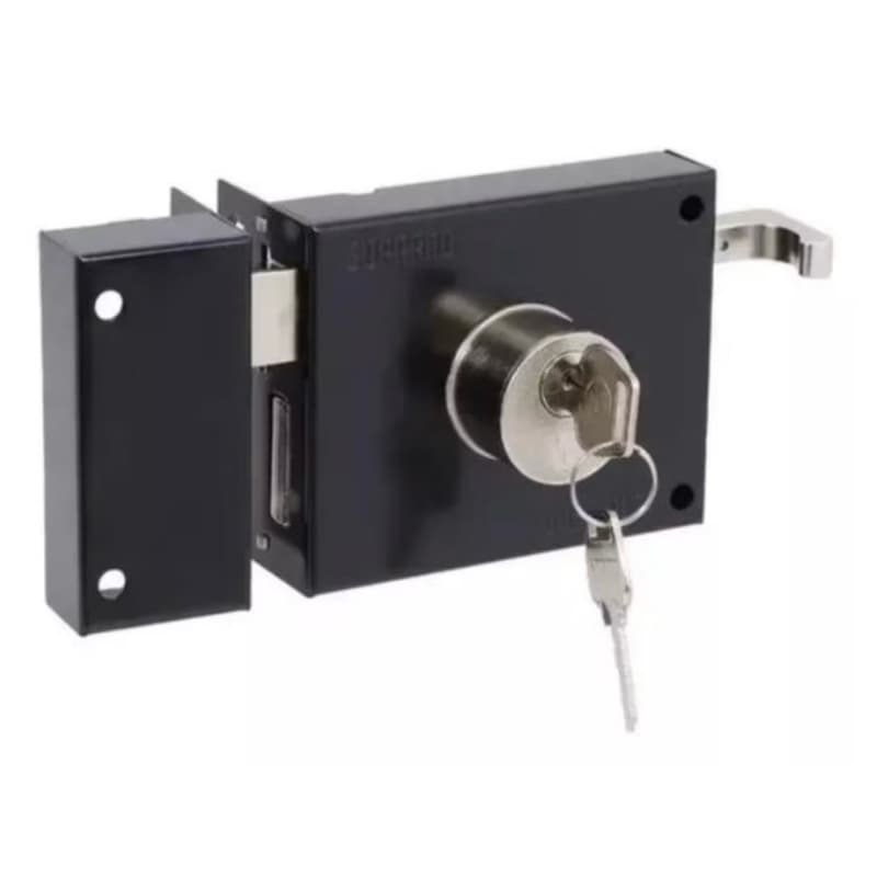 fechadura de portão sobrepor soprano inox 231 preto fosco