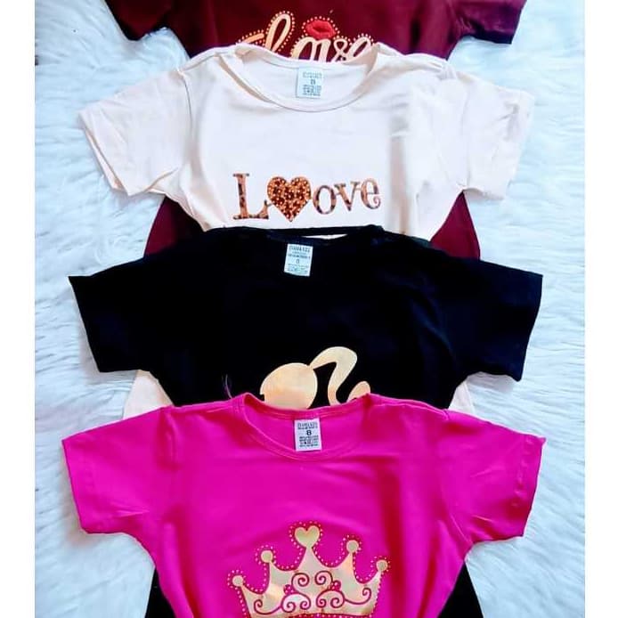 Kit 4 Peças de Blusas Infantil Juvenil Feminino – Estampas Modernas e Divertidas 8 a 16 Tecido Viscolycra