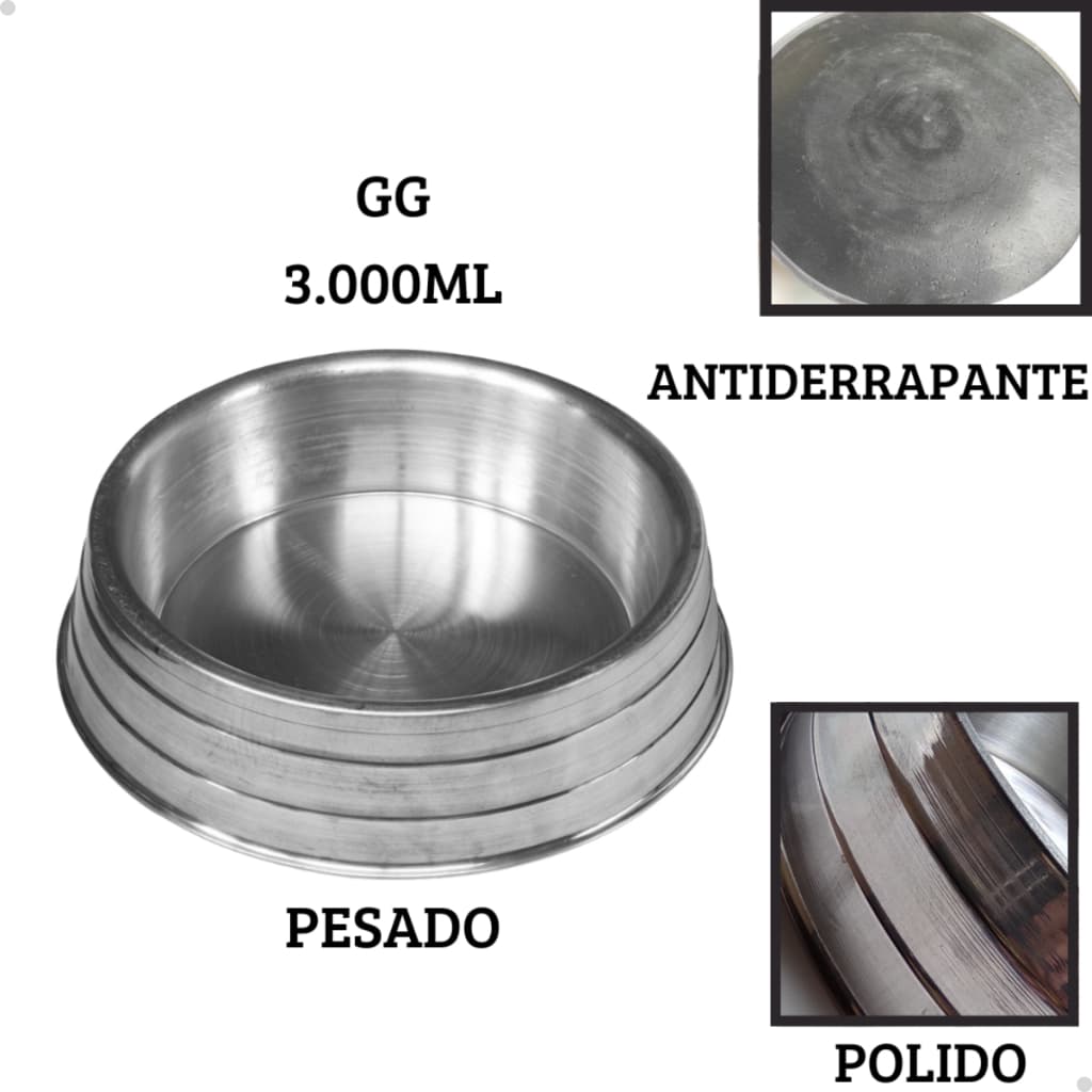Comedouro Bebedouro Vasilha Tigela Alumínio Pesado Polido Antiderrapante Cachorro Pet