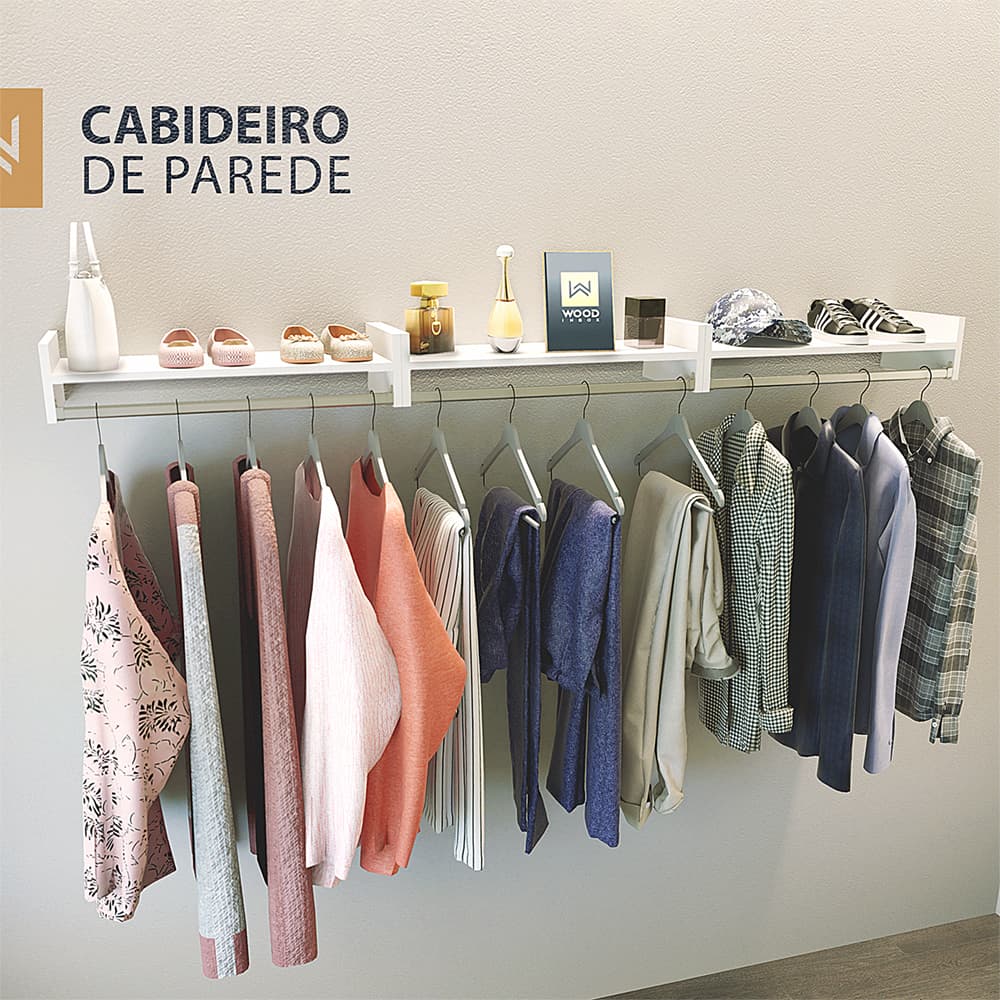Cabideiro suspenso 3 unidades arara de roupas Quarto