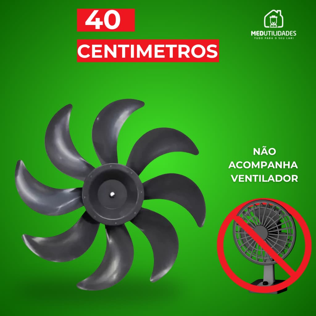 Hélice Serve Para Ventilador Britânia Turbo BVT480 BVT481 BVT491 8 Pás 40cm