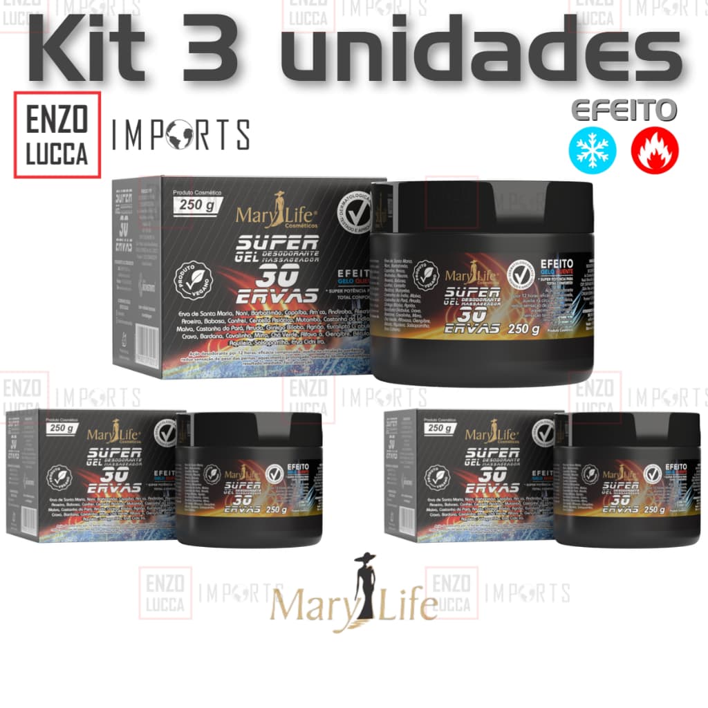 Kit 3 Super Gel 30 Ervas 250g Mary Life