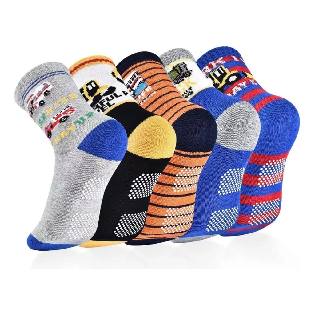 Pares de Meia Menino Antiderrapante Infantil Cano Médio 0 até 10 Anos Não Escorrega Escola Dia a Dia