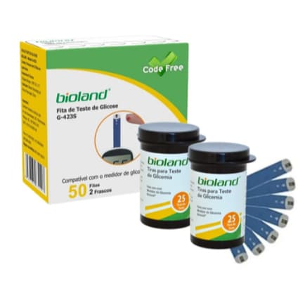 50 Tiras Bioland (G-425-3 e o G-500) ou Kit Medidor de Glicose 25 Fitas 25 Lancetas G-425-3 - Bioland