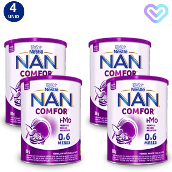 Kit 4x Fórmula Infantil Nestlé NAN Comfor 0 a 6 Meses Lata De 800g