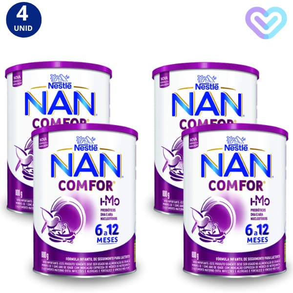 Kit 4x Fórmula Infantil Nestlé NAN Comfor 6 a 12 Meses Lata De 800g