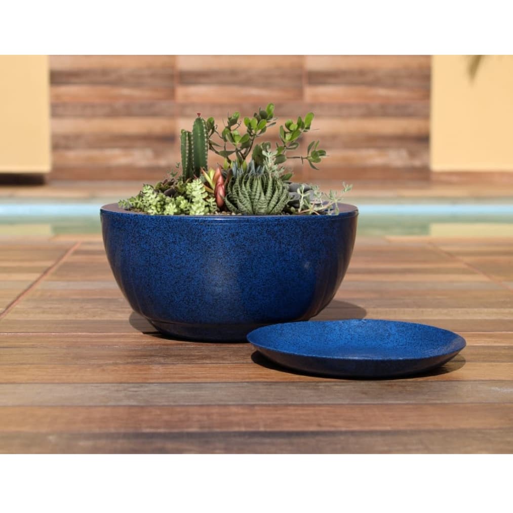 Vaso de Planta Decorativo Bacia Redonda N1 Luxo  Polida lisa com Prato coletor