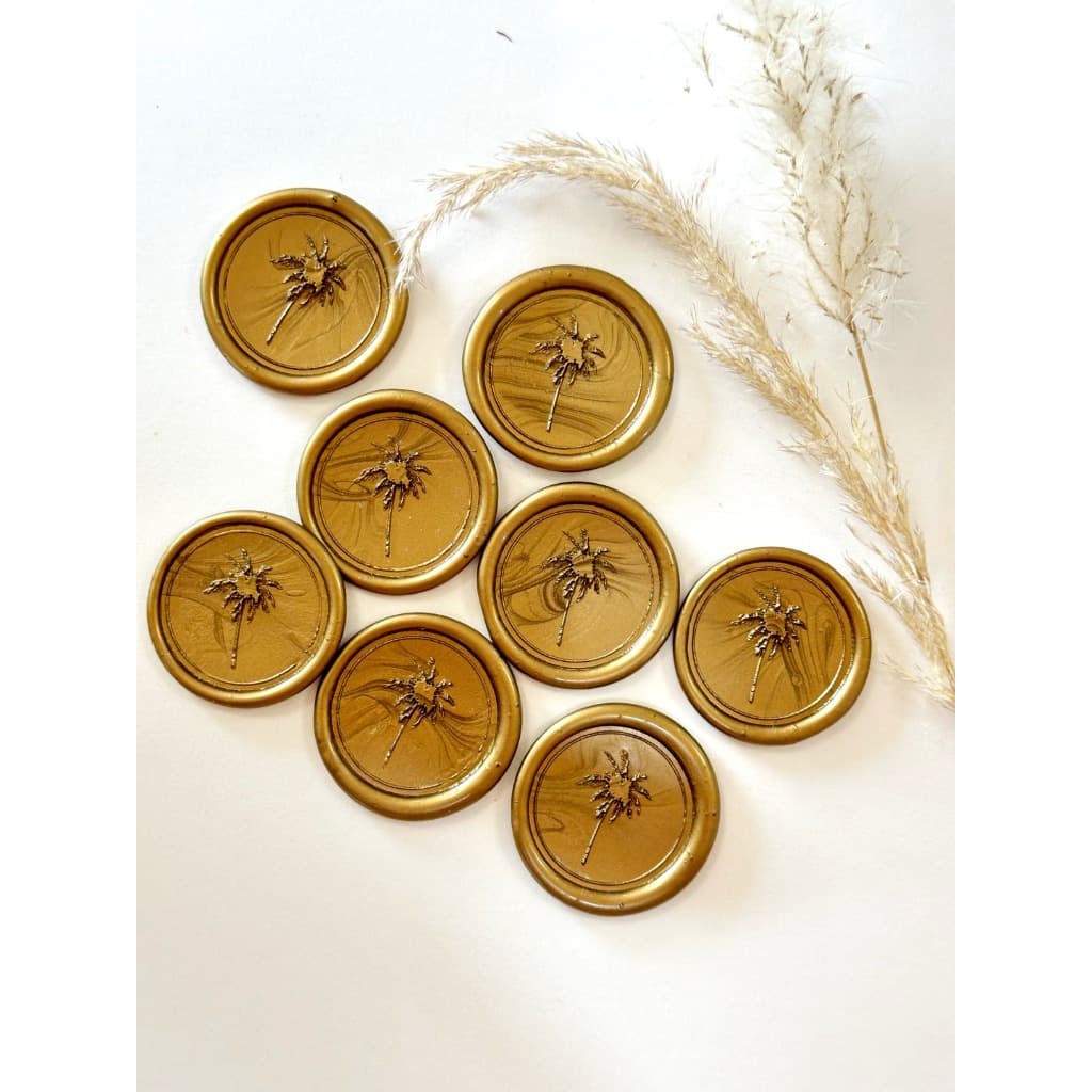 Lacres de cera Coqueiro convite de casamento - Envio Imediato