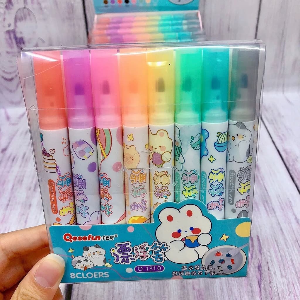 Kit com 8 cores Marcador para Quadro Branco Caneta com Tinta Flutante Sai na Água Tatuagem Novidade