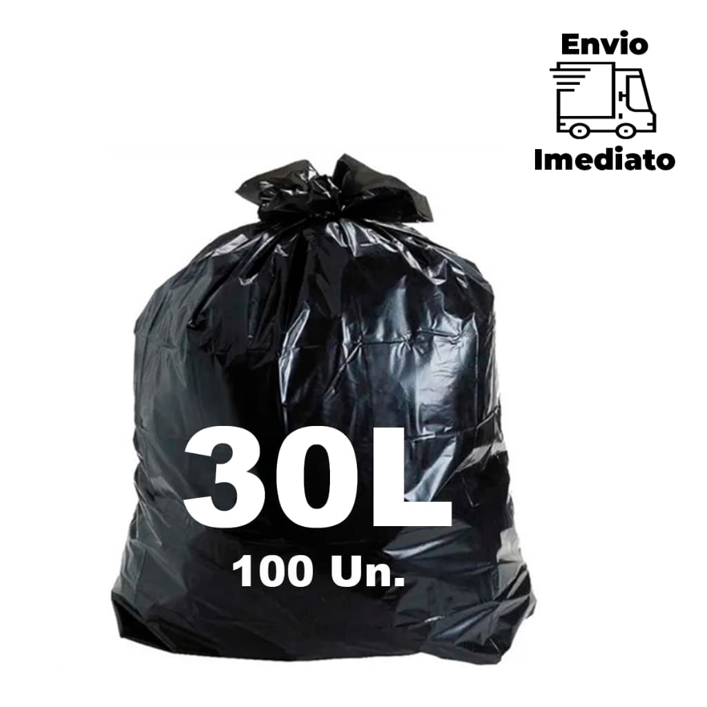 Saco de Lixo 30 Litros Preto C/100 Unidades Promocional